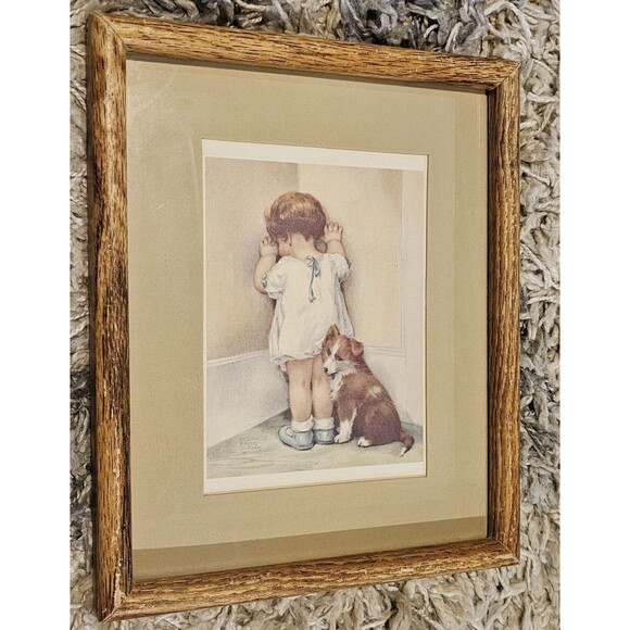 Vintage Bessie Pease Gutmann "In Disgrace" Framed Lithograph Signed 9" x 11" - Picture 2 of 8